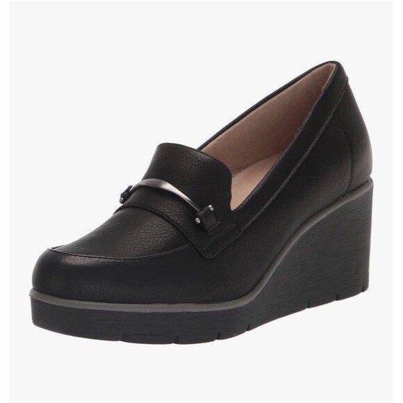 SOUL Naturalizer Achieve Women’s 6.5 M Black Wedge Loafers Vegan Shoes NWB - Picture 2 of 12